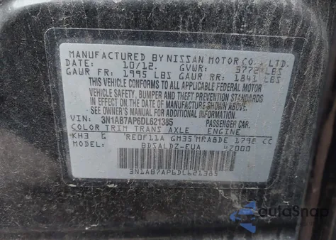 2013 Nissan Sentra Sv z USA, uszkodzony, nr VIN 3N1AB7AP6DL621385